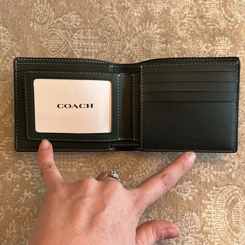 Brand New Coach Genuine Leather 3 in 1 Monogram Amazon Green Wallet & ID Insert